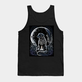 Tarot Card Crescent Moon And Dog For astrology lovers Tank Top